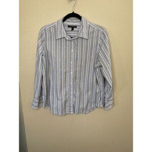 Banana Republic Womens‎ Blue Striped Blouse LP Cotton Long Sleeve  Button-Up